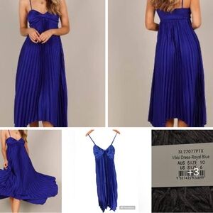 PETAL AND PUP “Vikki” Royal Blue Satin Maxi/Midi Dress – Size 6 NEW TAG SOLD OUT